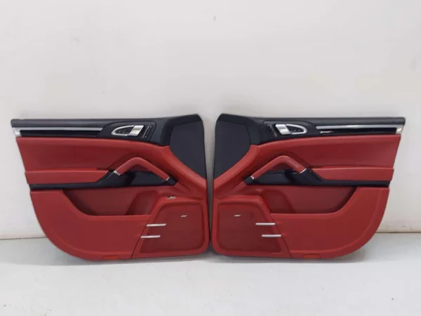 15-18 PORSCHE CAYENNE 958 S FRONT REAR SEAT DOOR TRIM GARNET RED INTERIOR SET - Image 9