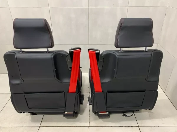 ORIGINAL OEM FERRARI F355 SPIDER F129 SPORT SEATS BLACK LEATHER PAIR RED BELTS - Image 12