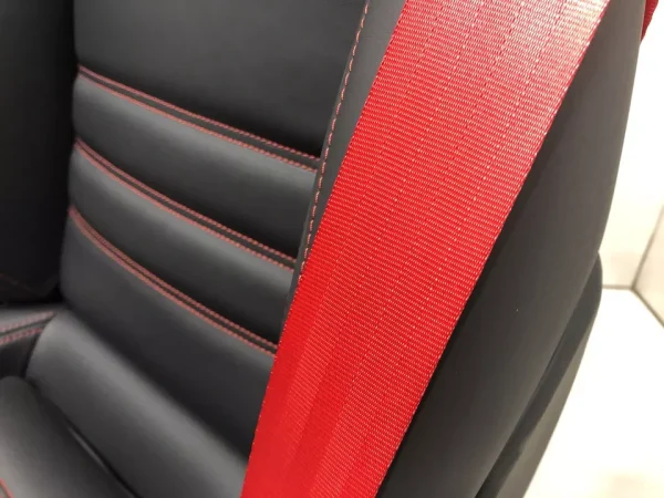 ORIGINAL OEM FERRARI F355 SPIDER F129 SPORT SEATS BLACK LEATHER PAIR RED BELTS - Image 8