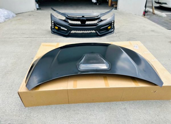 Type R Style Front Bumper & HOOD Cover Kit For 2016-2021 Honda Civic Sedan 10th hatchback & coupe - Image 4