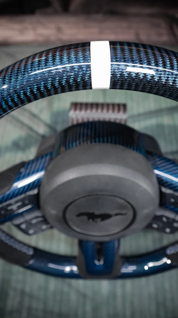 2015-2023 Mustang S550 Steering Wheel Blue Carbon Fiber - Image 5