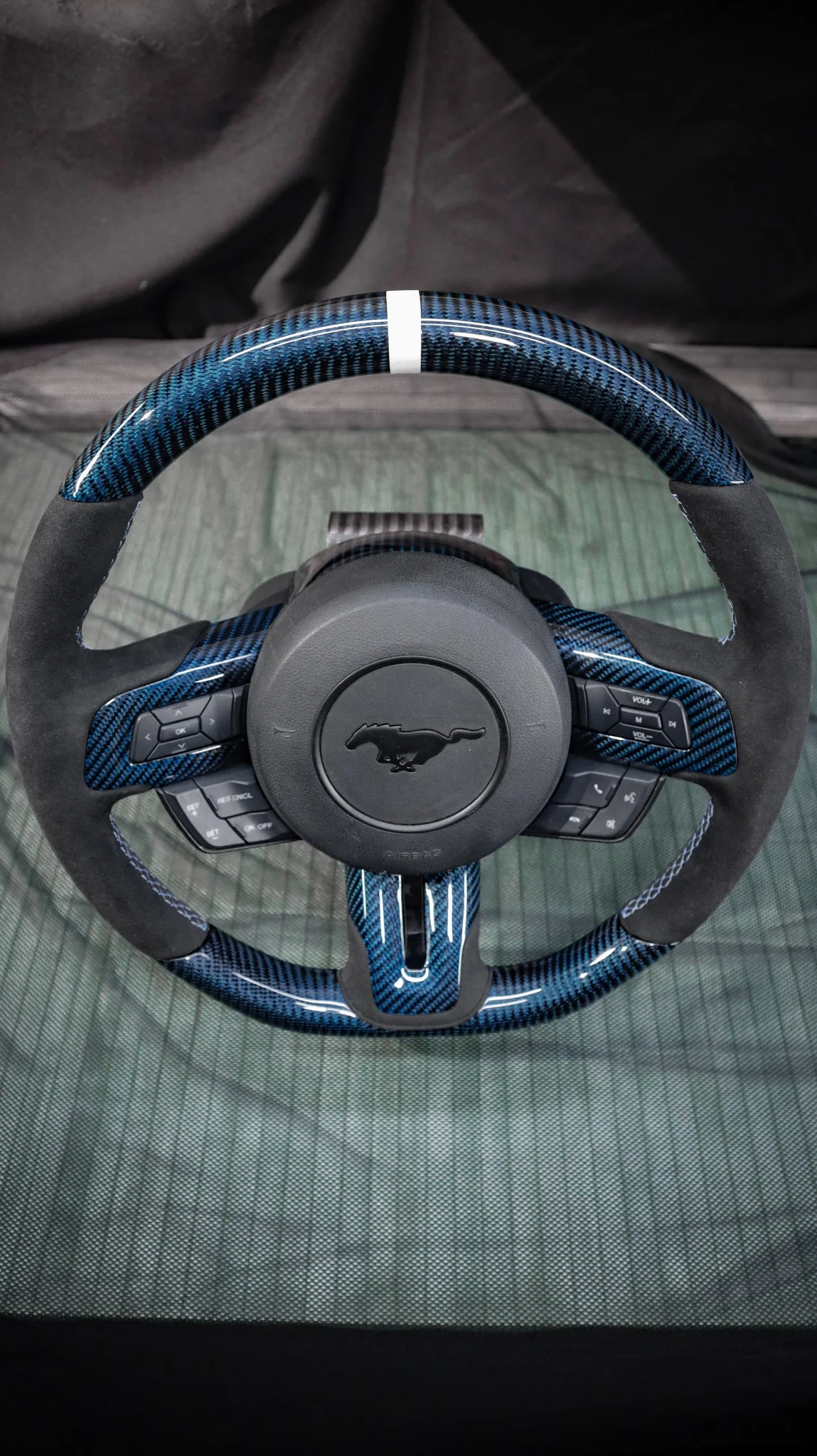 2015-2023 Mustang S550 Steering Wheel Blue Carbon Fiber