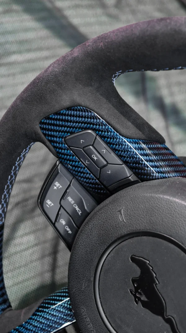 2015-2023 Mustang S550 Steering Wheel Blue Carbon Fiber - Image 3