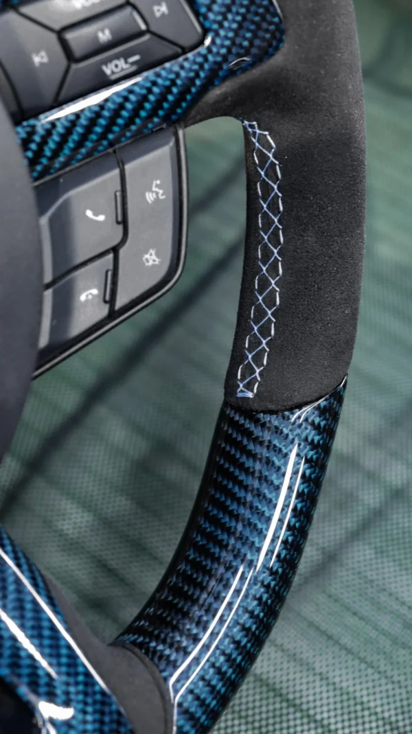 2015-2023 Mustang S550 Steering Wheel Blue Carbon Fiber - Image 2