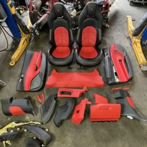 16-20 FERRARI 488 SPIDER COMPLETE INTERIOR SEATS PANELS RED BLACK 4K MILES