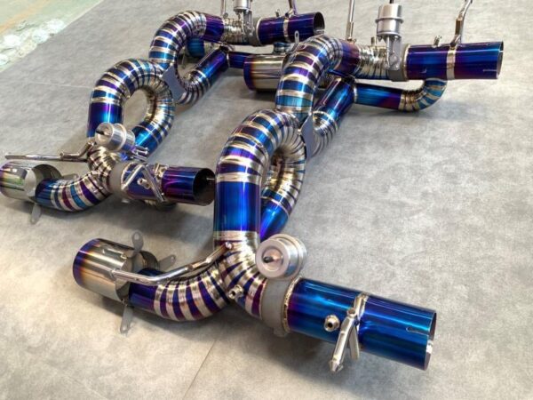 New Ferrari F8 Tributo titanium and stainless steel race exhaust systems with valves - Image 2