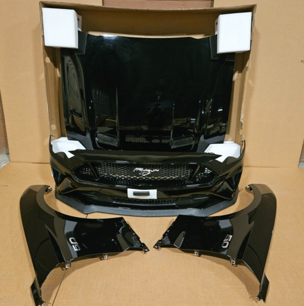 2018-2023 Ford Mustang GT Front Bumper Cover Hood Fender Set BLACK G1
