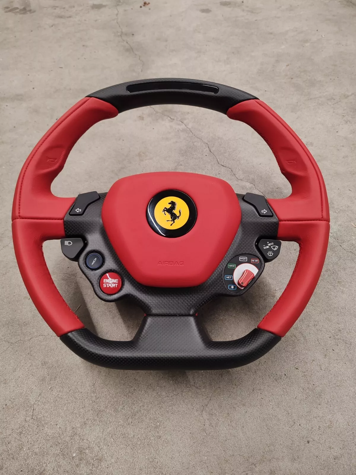 Steering Wheel Red Leather Carbon Fiber LED OEM Ferrari original
