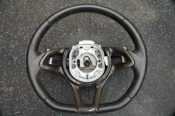 Carbon Fiber Black Leather Steering Wheel OEM McLaren 650S