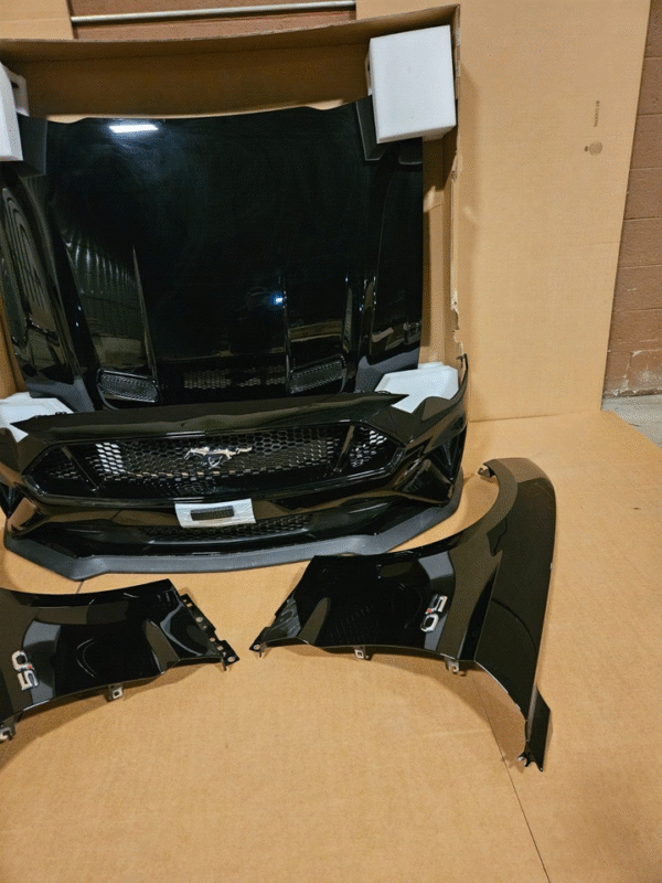 2018-2023 Ford Mustang GT Front Bumper Cover Hood Fender Set BLACK G1 - Image 3