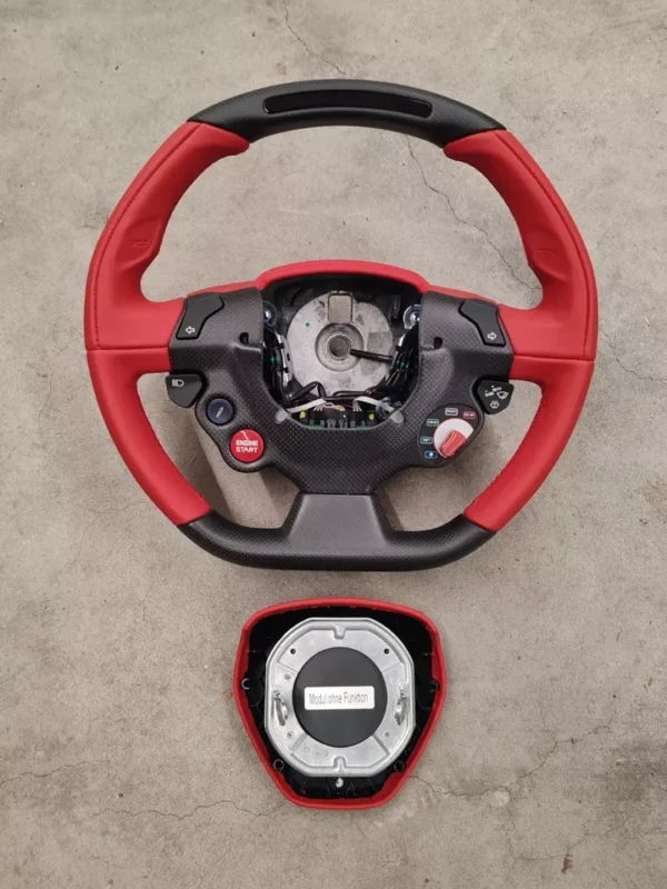 Steering Wheel Red Leather Carbon Fiber LED OEM Ferrari original - Image 2