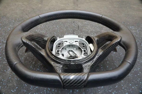 Carbon Fiber Black Leather Steering Wheel OEM McLaren 650S - Image 3