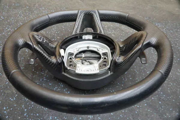 Carbon Fiber Black Leather Steering Wheel OEM McLaren 650S - Image 2