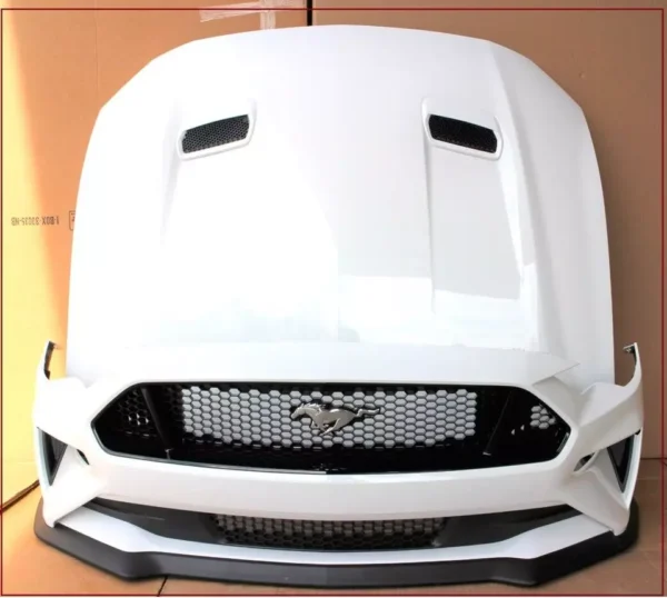 2018 - 23 Ford Mustang GT front bumper cover grille hood set Oxford white - Image 9