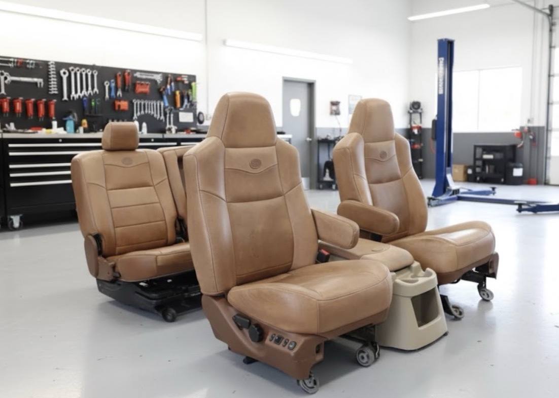 99-2010 FORD F250 F350 KING RANCH LEATHER SEATS BUCKETS NICE CREW CAB 2006 - Image 4