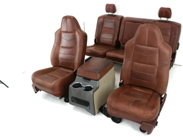 2008-2010 FORD F250 KING RANCH FRONT & REAR SEAT SET W/ CENTER CONSOLE -WILL FIT 99-10 SUPERDUTY - Image 6