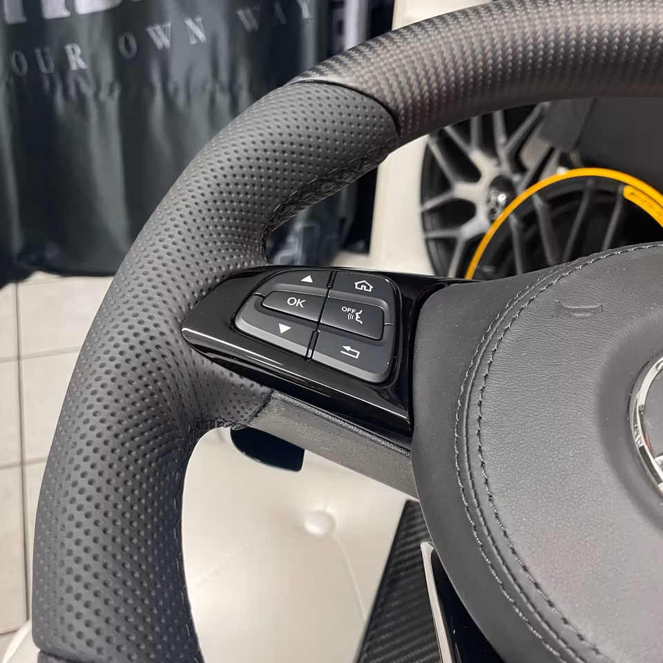 Mercedes AMG Sport Carbon Matt Steering Wheel Night Package C190 GT GTR - Image 6