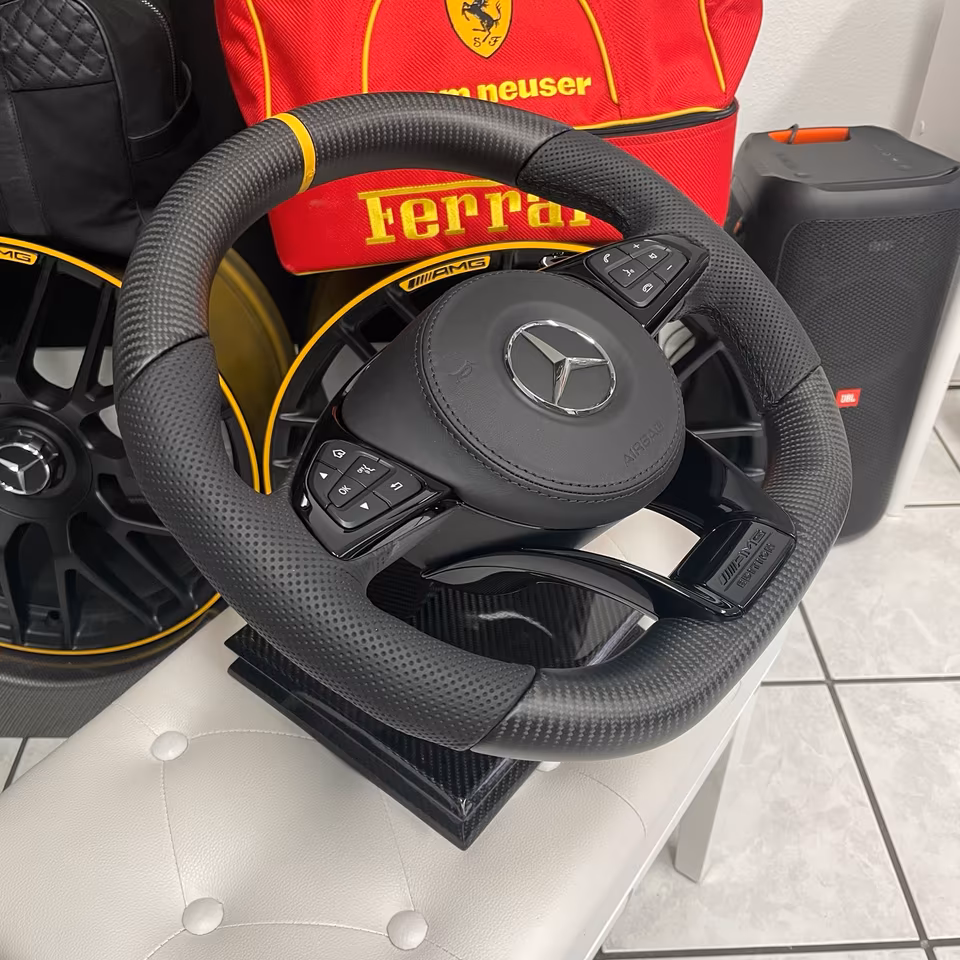 Mercedes AMG Sport Carbon Matt Steering Wheel Night Package C190 GT GTR - Image 2