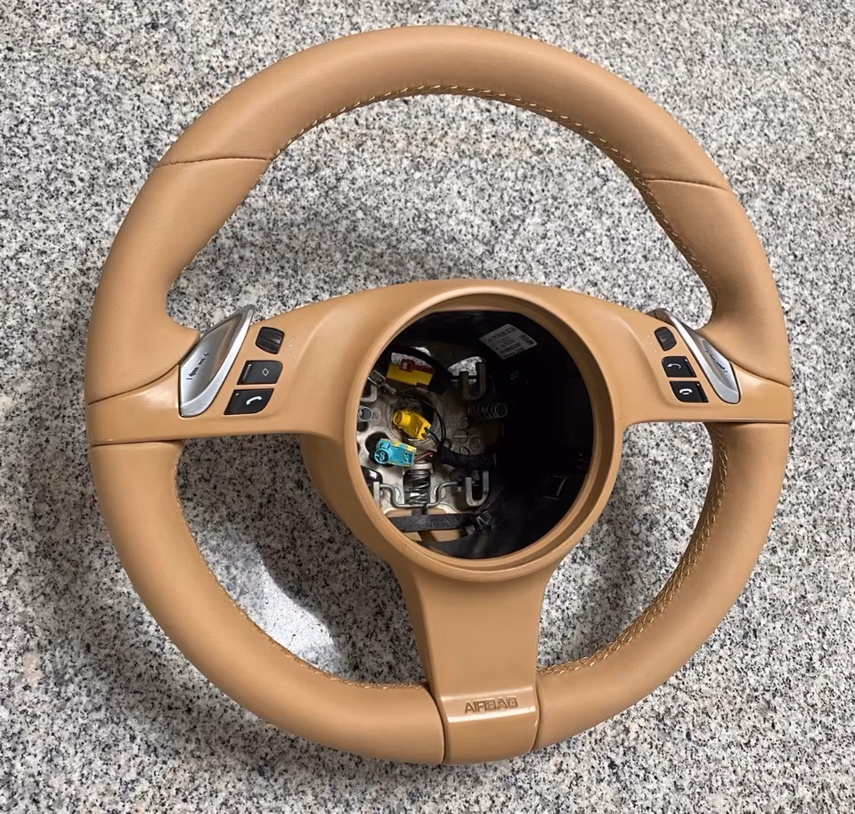 Porsche Cayenne Leather Steering Wheel beige with Airbag Original NEW - Image 7