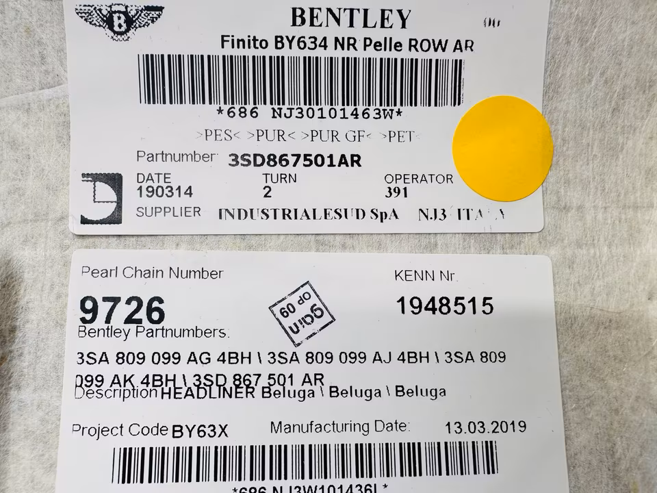 Bentley GT Headliner Leather 3SD867501AR Brand New New Model - Image 2