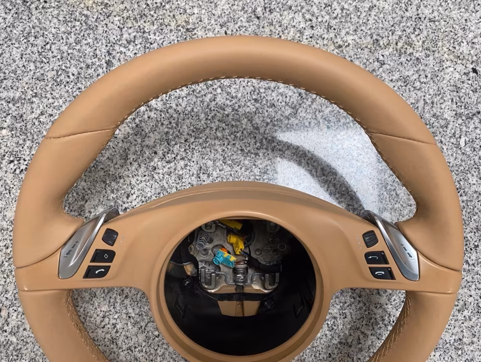 Porsche Cayenne Leather Steering Wheel beige with Airbag Original NEW - Image 5