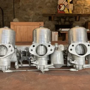 Three S.U. Carburetors and Intake Manifold for Jaguar