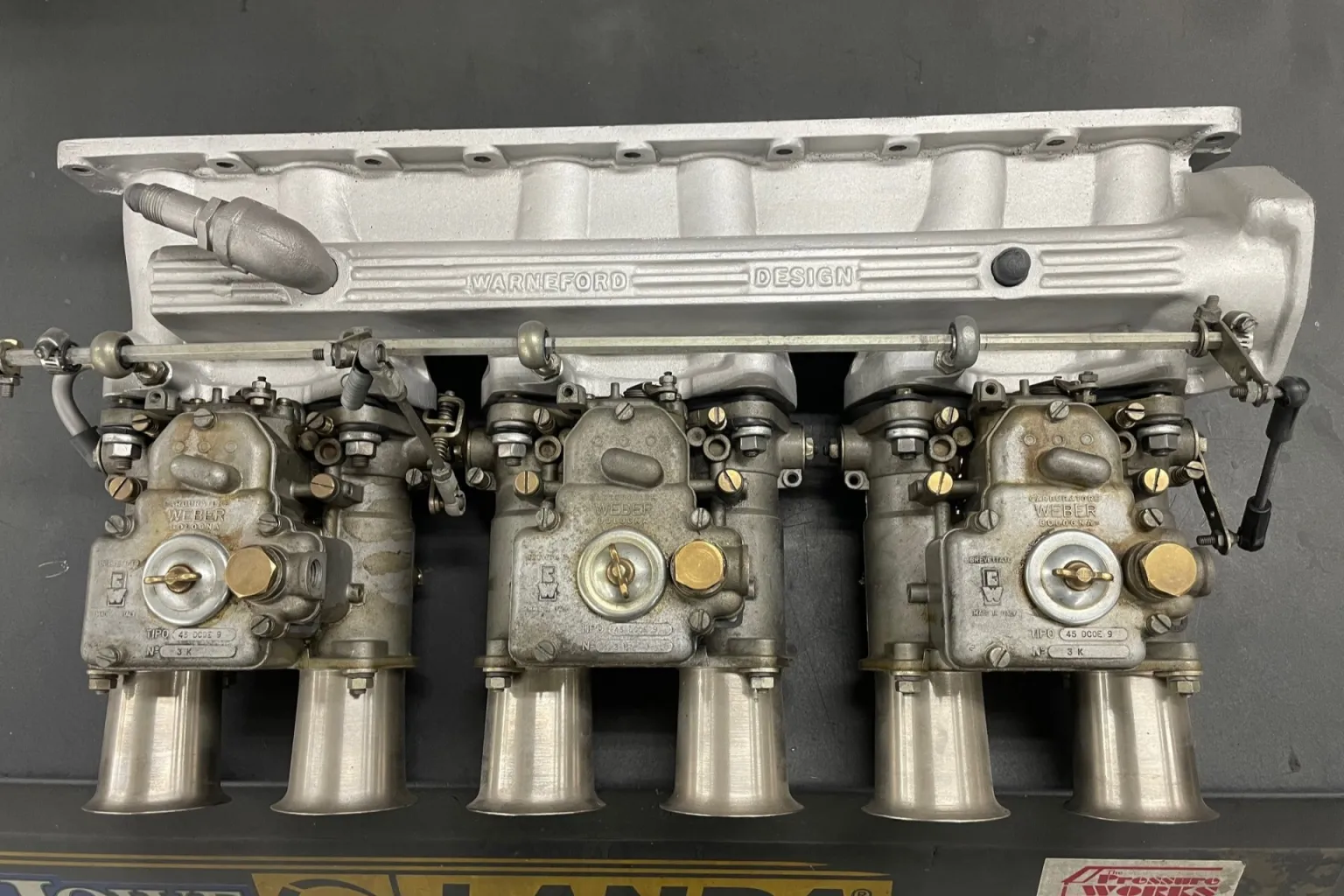Three Weber 45 DCOE Carburetors and Warneford Intake Manifold for Jaguar