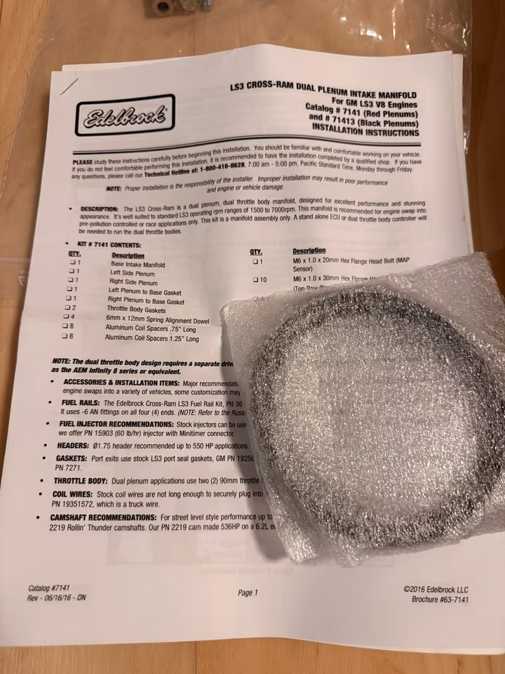 Edelbrock cross RAM intake LS3 Corvette Camaro manifold c6 v8 - Image 5