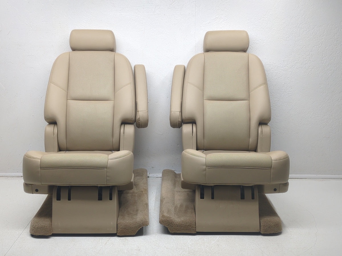 2007 - 2014 Chevy Suburban Yukon XL Rear Bucket Seats, Tan Leather