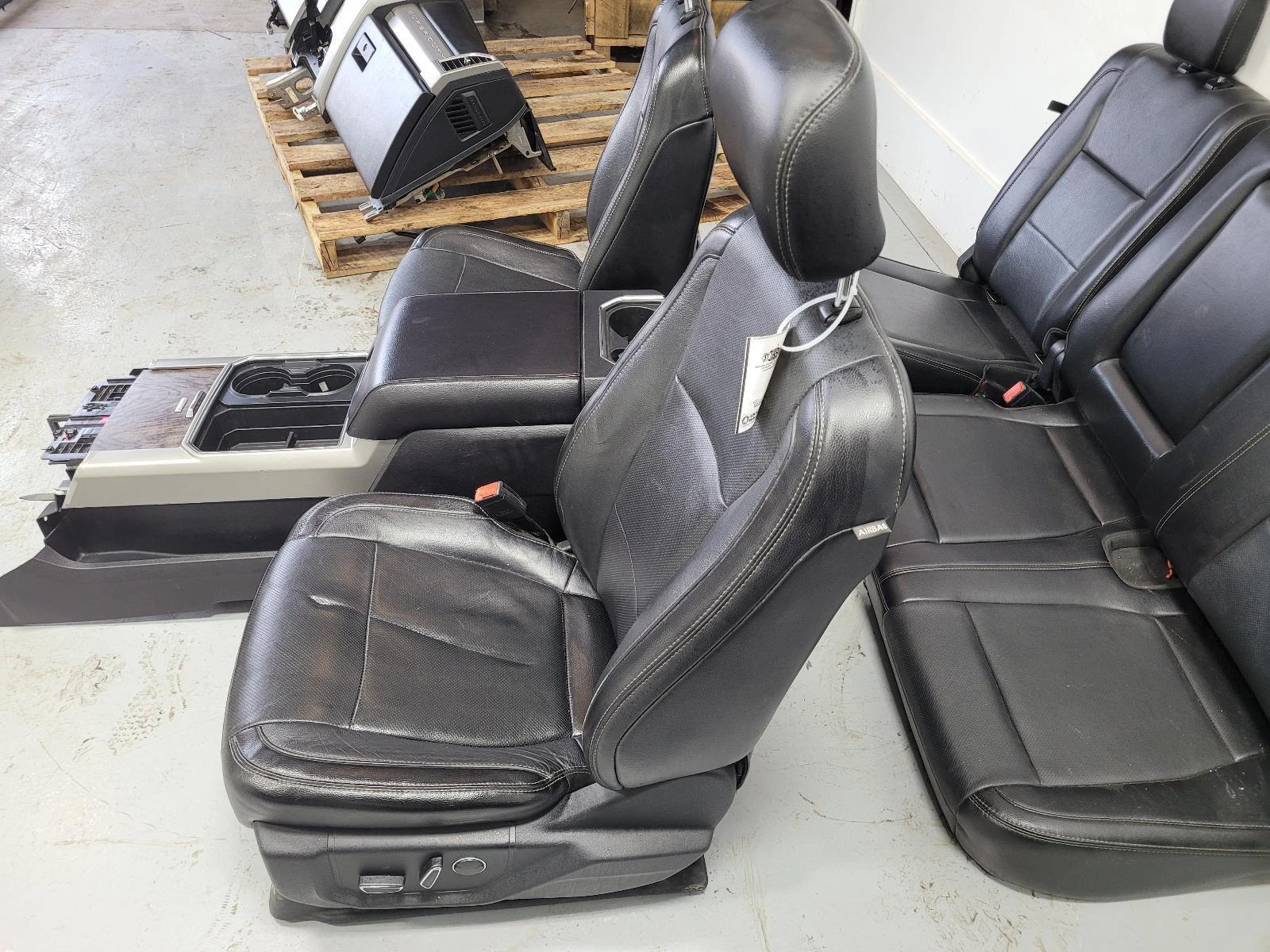 2017-2022 Ford F250-F450 Black Leather Front & Rear Bucket Seats w/Console - Image 10