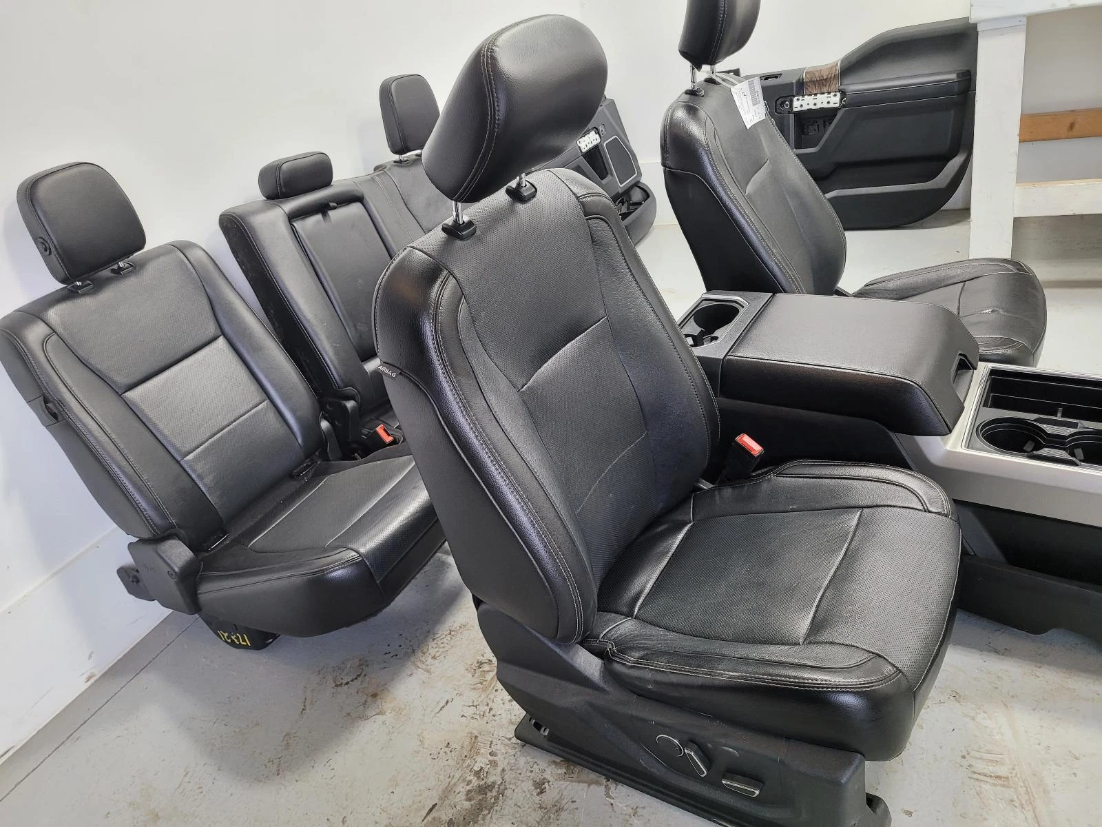 2017-2022 Ford F250-F450 Black Leather Front & Rear Bucket Seats w/Console - Image 5