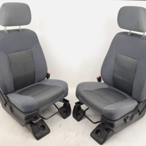 2011-2016 Ford F250 F350 F450 XLT Front Bucket Seats Manual Cloth Steel Gray
