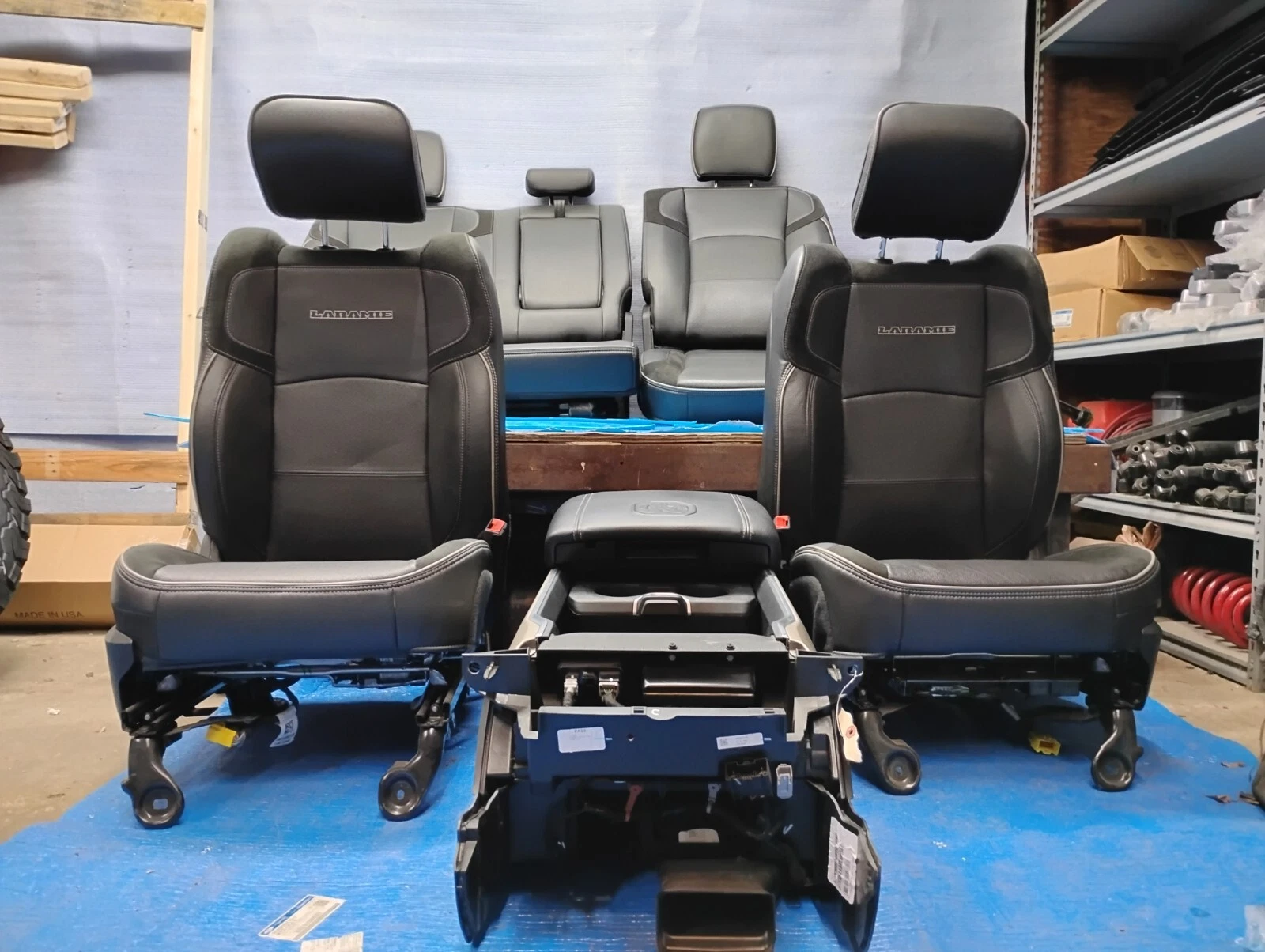 2019-2023 Ram 1500 Laramie Set Black Leather & Suede Seats & Center Console OEM